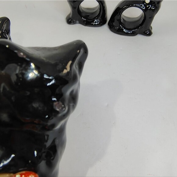 Black Cat Napkin Rings RARE - Picture 2 of 16